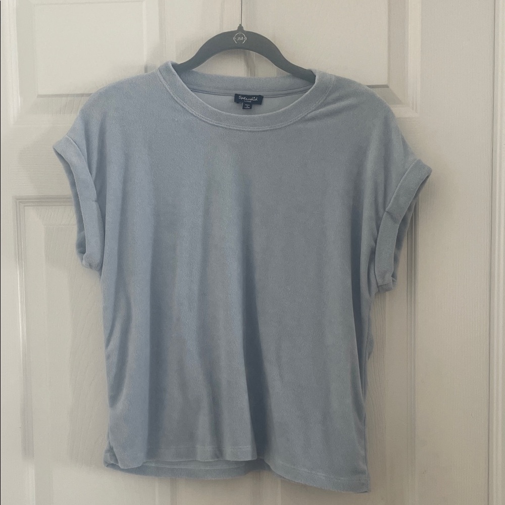 Splendid Terry Cloth  Pale Blue Rolled Short Sleeve Tee